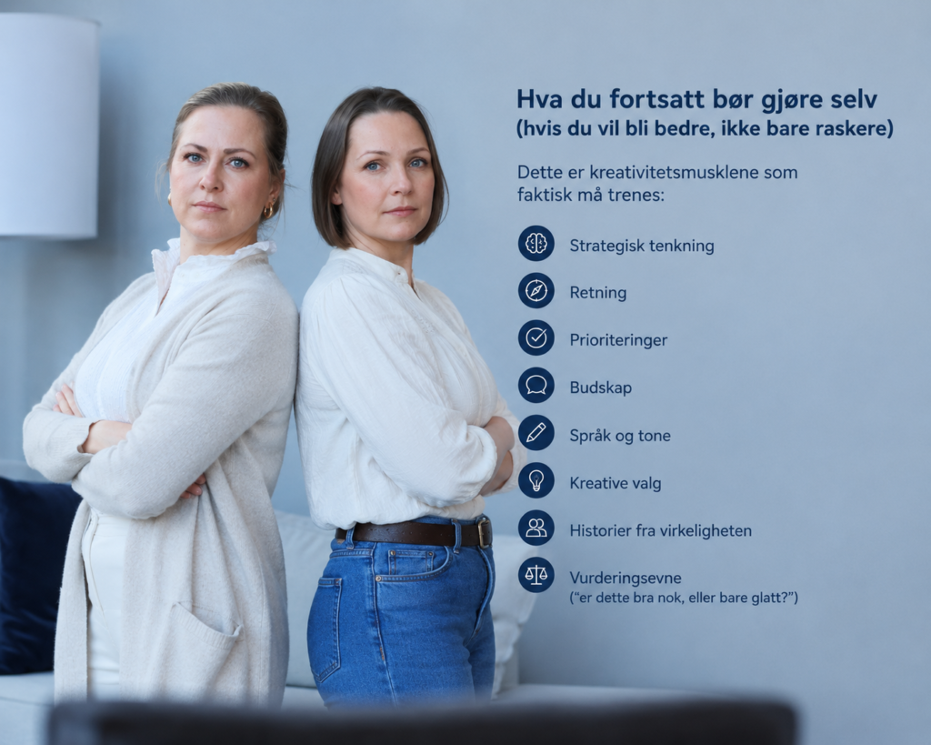 rådgivere i berg allum hilse og susanne er kritiske til bruk av ai og mener det kan gå på bekostning av kreativiteten